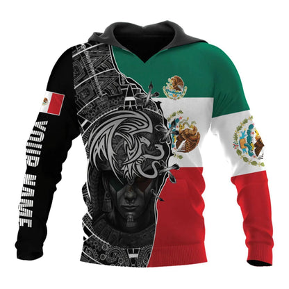 Mexico 3D Eagle Print Pullover Hoodie - Corduroy - MANDOTOS