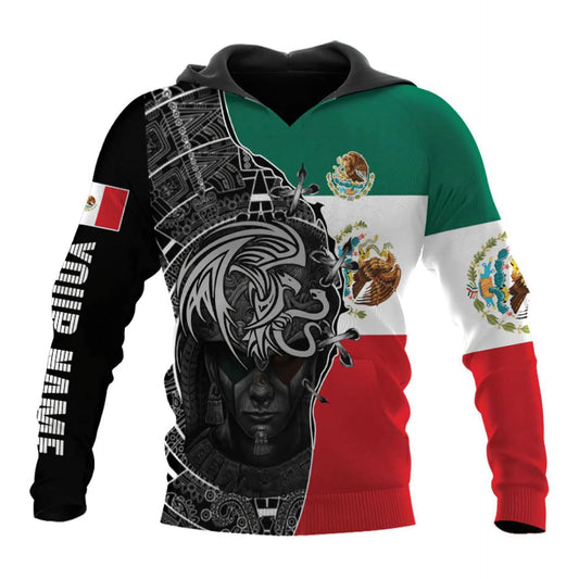 Mexico 3D Eagle Print Pullover Hoodie - Corduroy - MANDOTOS