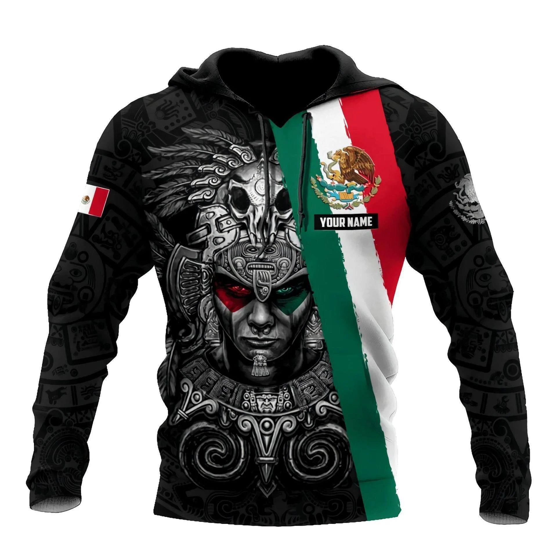 Mexico 3D Eagle Print Pullover Hoodie - Corduroy - MANDOTOS