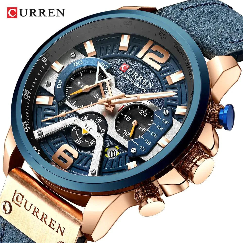 Military Leather Chronograph Wristwatch - MANDOTOS
