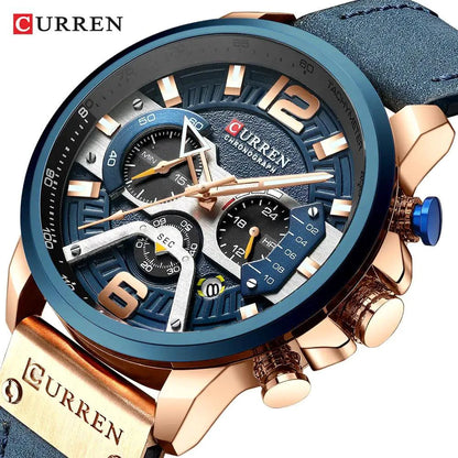 Military Leather Chronograph Wristwatch - MANDOTOS