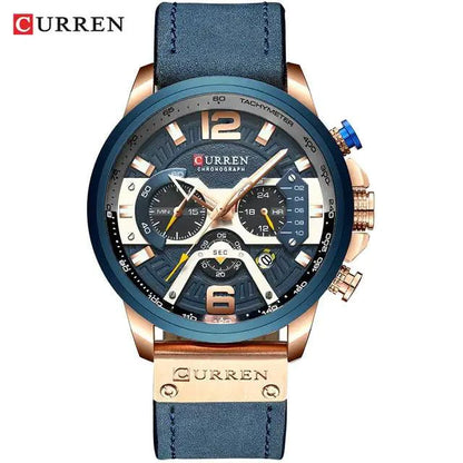 Military Leather Chronograph Wristwatch - MANDOTOS