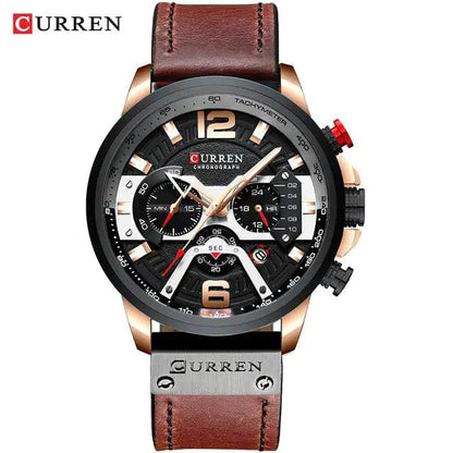 Military Leather Chronograph Wristwatch - MANDOTOS