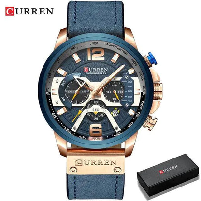 Military Leather Chronograph Wristwatch - MANDOTOS