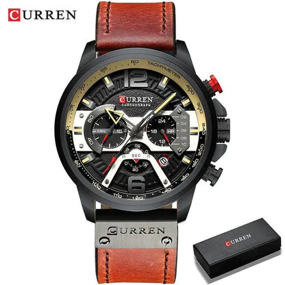 Military Leather Chronograph Wristwatch - MANDOTOS