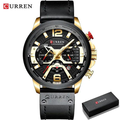 Military Leather Chronograph Wristwatch - MANDOTOS