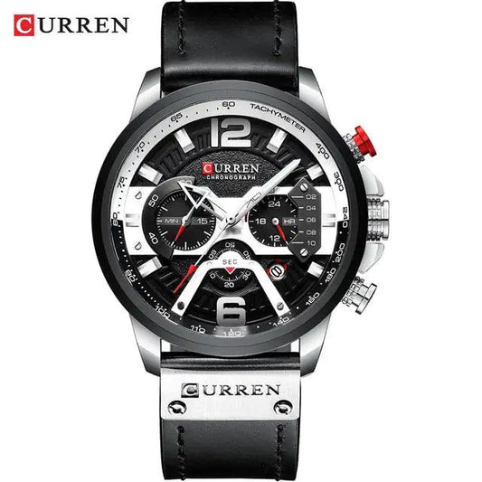 Military Leather Chronograph Wristwatch - MANDOTOS