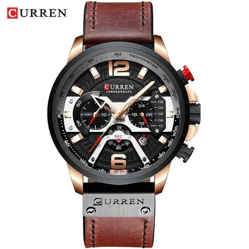 Military Leather Chronograph Wristwatch - MANDOTOS