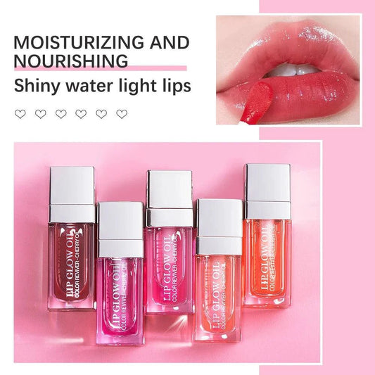 Mandotos moisturizing lip balm oil with plumping exfoliating lip gloss in a sleek tube, highlighting shiny, smooth lips.
