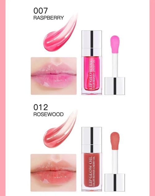 Mandotos moisturizing lip balm oil with plumping and exfoliating lip gloss, featuring a smooth, glossy finish on lips.