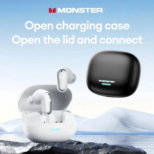 Monster MQT52 Wireless Bluetooth 5.4 Earphones Long Battery Life Gaming Headphones Dual Mode HIFI Stereo Sound Headset With Mic - MANDOTOS