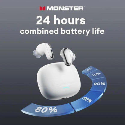 Monster MQT52 Wireless Bluetooth 5.4 Earphones Long Battery Life Gaming Headphones Dual Mode HIFI Stereo Sound Headset With Mic - MANDOTOS