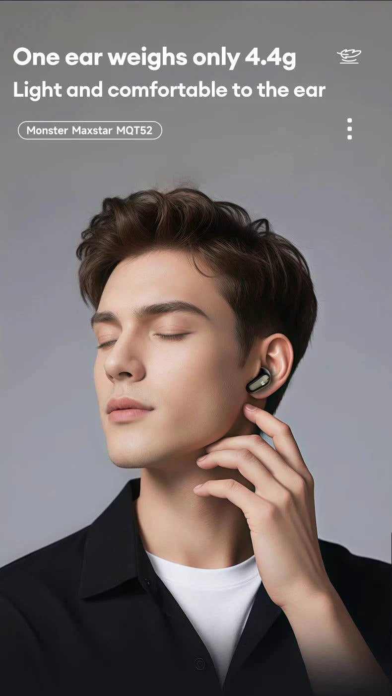 Monster MQT52 Wireless Bluetooth 5.4 Earphones Long Battery Life Gaming Headphones Dual Mode HIFI Stereo Sound Headset With Mic - MANDOTOS