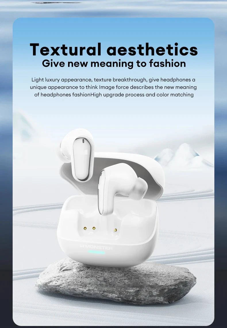 Monster MQT52 Wireless Bluetooth 5.4 Earphones Long Battery Life Gaming Headphones Dual Mode HIFI Stereo Sound Headset With Mic - MANDOTOS