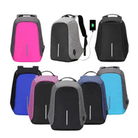 Mandotos water-resistant USB charging computer notebook backpack with multiple compartments and padded straps for comfortable carrying.