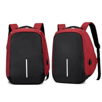 Mandotos multi-functional water-resistant backpack with USB charging port for laptops and notebooks, black, durable design.
