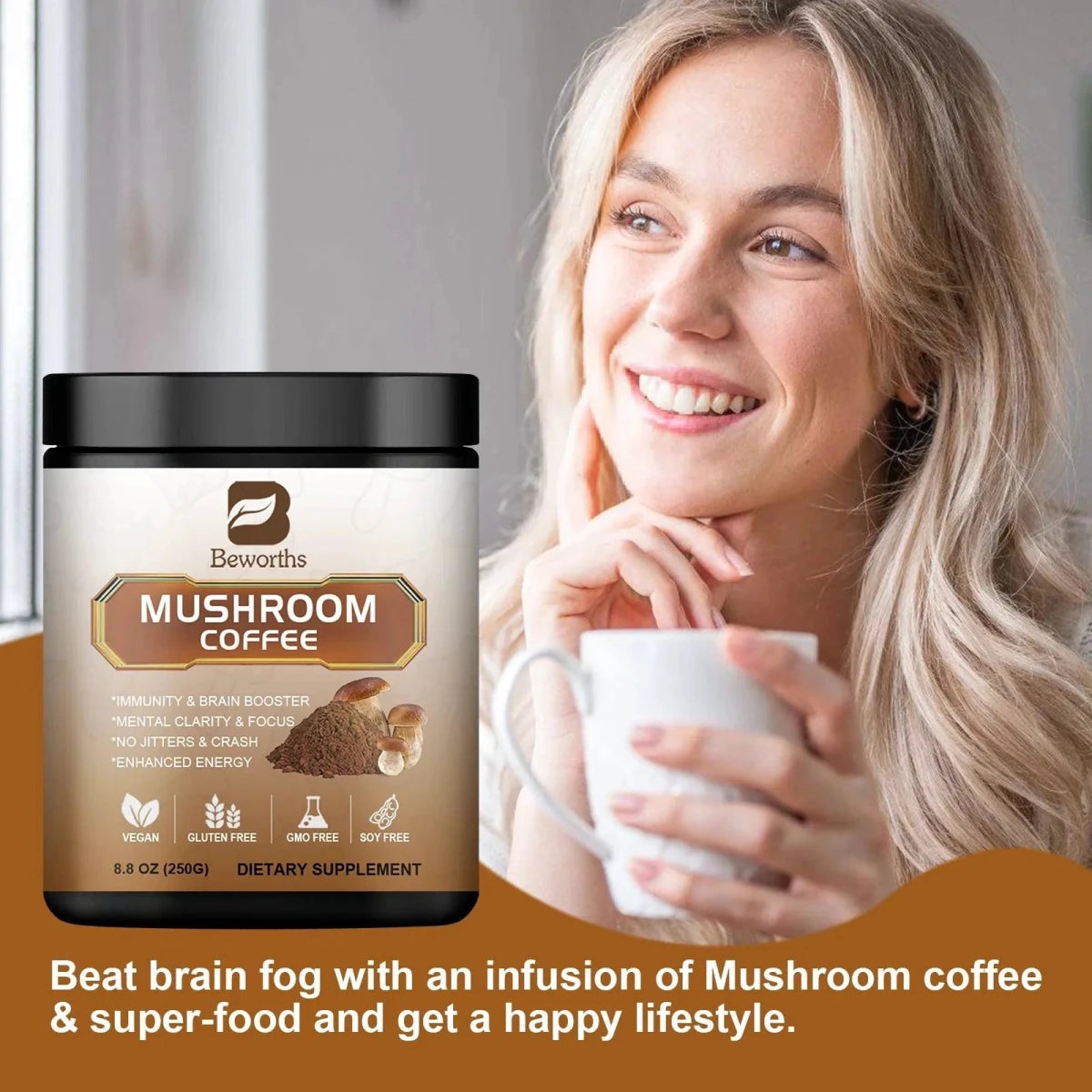 Mushroom Coffee - 10 Mushroom Extract Blend for Energy & Immunity - MANDOTOS