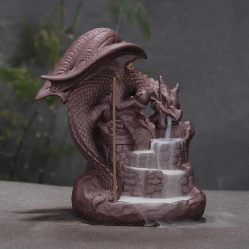 Mandotos Mystic Dragon Incense Tower featuring intricate dragon design and multiple incense holders for aromatic rituals.
