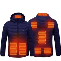 Mandotos men's heated jacket with USB electric heater, cotton thermal coat, winter clothing, featuring built-in heating elements.