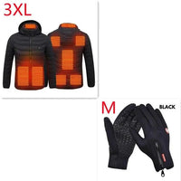 Mandotos men's heated jacket with USB electric heating, cotton interior, winter thermal coat, ideal for cold weather.