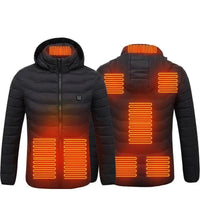 Mandotos men's heated jacket with USB electric heater, cotton thermal coat, ideal for winter warmth and outdoor cold weather.