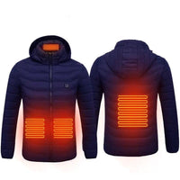Mandotos men's heated jacket with USB electric heater, cotton coat with thermal insulation for winter outdoor warmth.