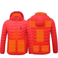 Mandotos men's heated jacket with USB electric heating, cotton coat with thermal lining for winter warmth and outdoor wear.