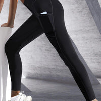 Mandotos high waist women's yoga leggings with pockets, stretch fabric, push-up fit, ideal for fitness and running sportswear.