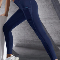 Mandotos high waist women's yoga leggings with pockets, stretch fabric, push-up design, ideal for running and fitness activities.
