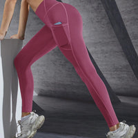 Mandotos high waist women's yoga leggings with pockets, stretch fabric, push-up design, ideal for fitness, running, and sports.