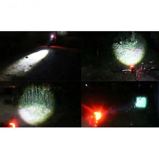 Mandotos Night Rider LED front light illuminating a dark path, providing high-visibility and bright illumination for safety.