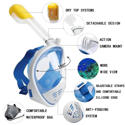 OceanView Snorkel Mask with 180° Panoramic Vision for Unforgettable Underwater Adventures - MANDOTOS