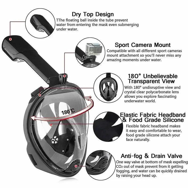 OceanView Snorkel Mask with 180° Panoramic Vision for Unforgettable Underwater Adventures - MANDOTOS
