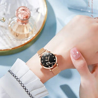 OLEVS Luxury Fashion Ladies' Watches Rose Gold Top Brand Original Quartz Watch for Women Stainless Steel Mesh Strap Love Dial MANDOTOS