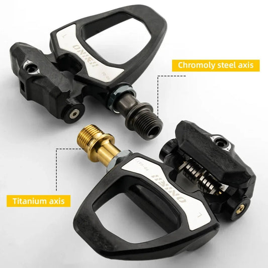 MANDOTOS ONIRII PD-06 Carbon Lock Pedals for cycling, featuring lightweight carbon construction and secure locking mechanism.