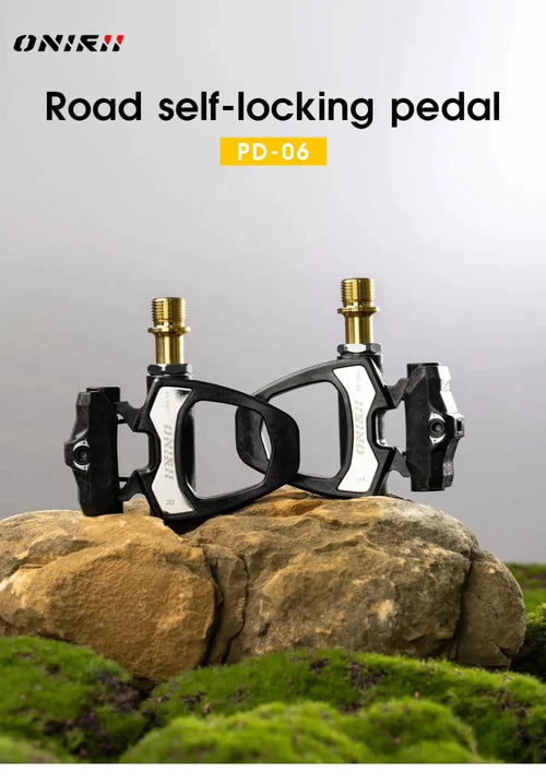 Mandotos ONIRII PD-06 carbon lock pedals for cycling, featuring lightweight design and durable construction for enhanced riding performance.