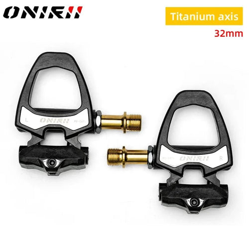 Mandotos ONIRII PD-06 carbon lock cycling pedals with metal clips and sleek black design for enhanced bike performance