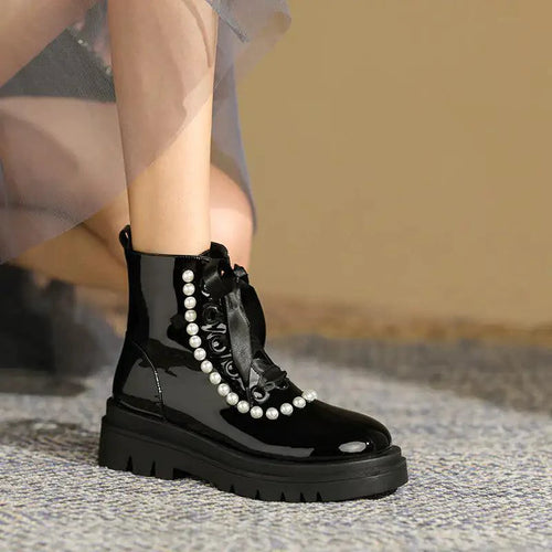 Patent Leather Ankle Boots - MANDOTOS