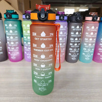 Mandotos PeakHydrate motivational water bottle with ergonomic design and motivational quotes, ideal for active hydration.