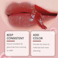 Mandotos waterproof peel-off lip gloss with long-lasting lip liner and matte finish, hydrating and tattoo-style for bold lips.