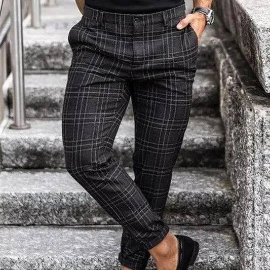 Plaid Print Pants Men's Casual Trousers Loose And Thin - MANDOTOS