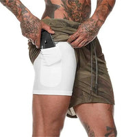 Mandotos Pocket Compression Shorts with side pockets, made of stretchy fabric for athletic support and comfort.