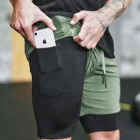 Mandotos pocket compression shorts in black, featuring a sleek design with side pockets and stretchy fabric for athletic comfort.