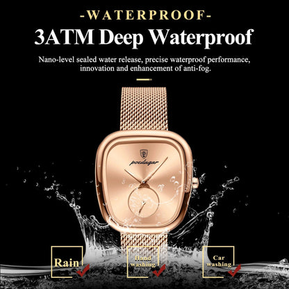 POEDAGAR Luxury Fashion Elegant Ladies Watch Waterproof Watch for Woman Mesh Stainless Steel Quartz Women's Watches Female Reloj - MANDOTOS