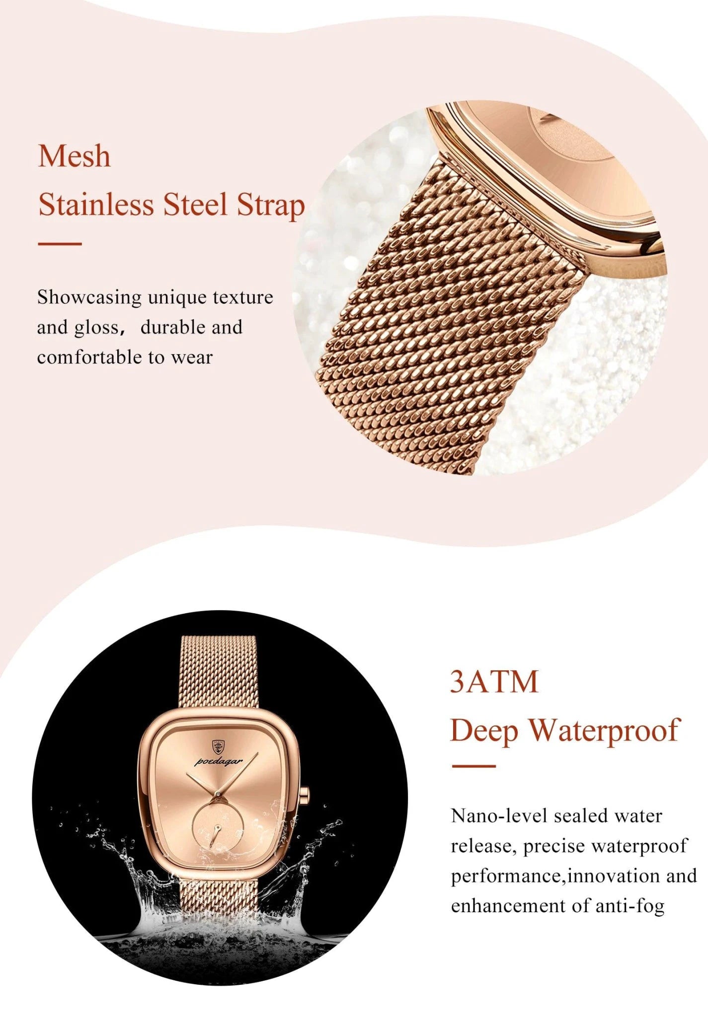 POEDAGAR Luxury Fashion Elegant Ladies Watch Waterproof Watch for Woman Mesh Stainless Steel Quartz Women's Watches Female Reloj - MANDOTOS