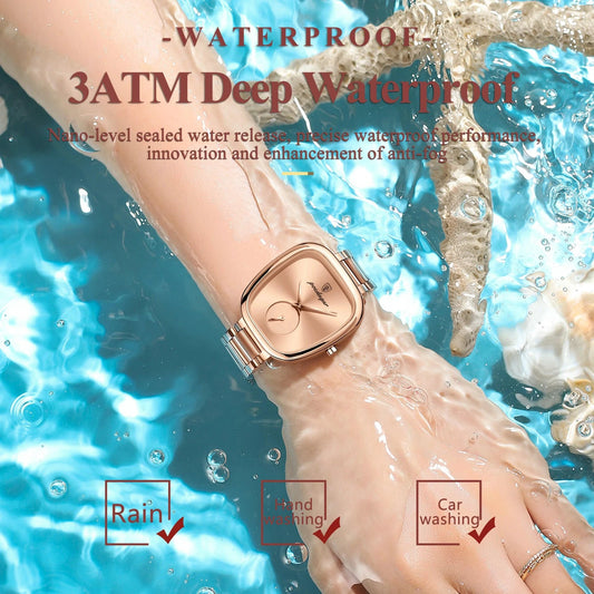 Mandotos POEDAGAR elegant women's quartz watch with waterproof stainless steel band, stylish timepiece for confident ladies