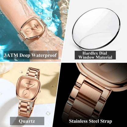 POEDAGAR Elegant Women's Quartz Watch - Waterproof Stainless Steel Timepiece for Confident Ladies - MANDOTOS