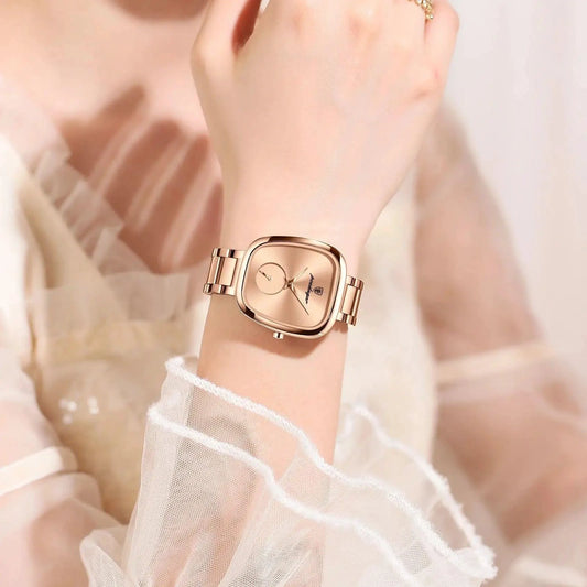 Mandotos POEDAGAR elegant women's quartz watch with waterproof stainless steel band and classic design for confident ladies.