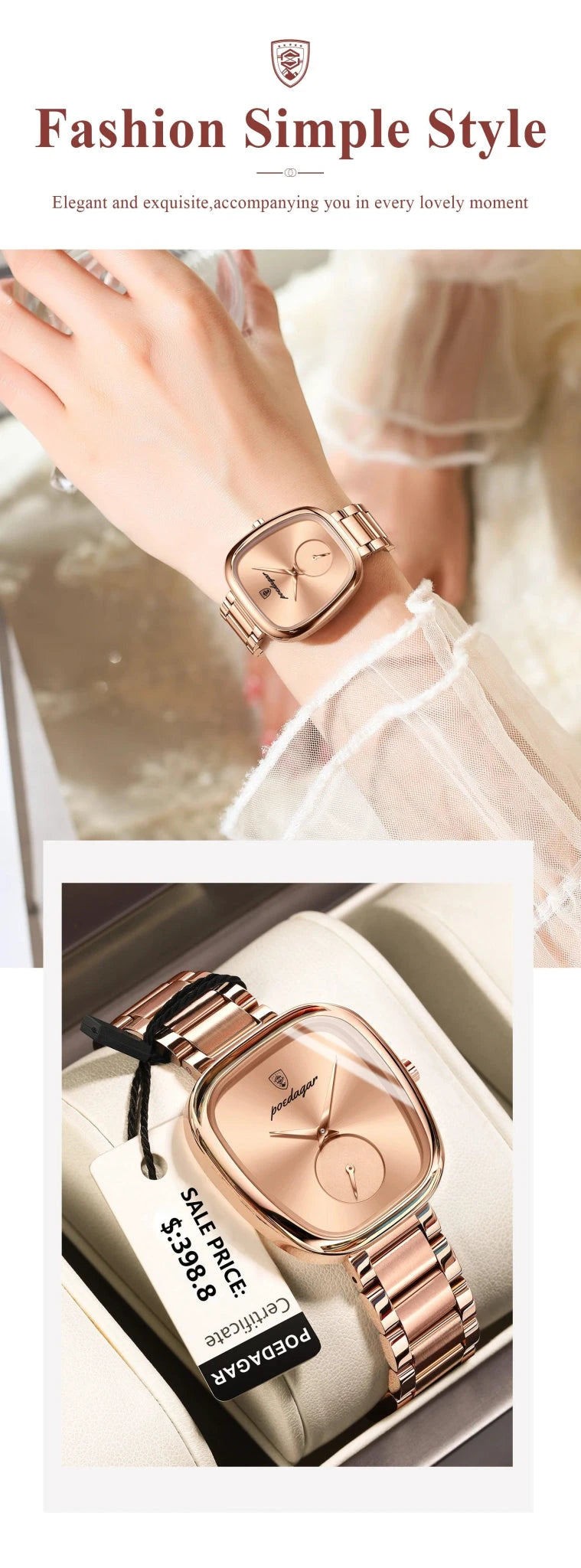 POEDAGAR Elegant Women's Quartz Watch - Waterproof Stainless Steel Timepiece for Confident Ladies - MANDOTOS