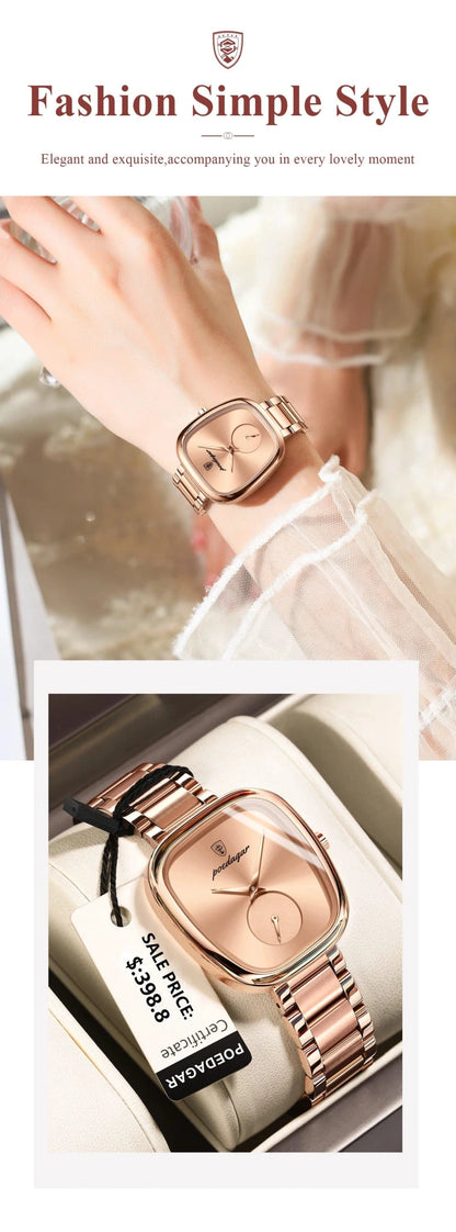 POEDAGAR Elegant Women's Quartz Watch - Waterproof Stainless Steel Timepiece for Confident Ladies - MANDOTOS